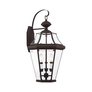 Cresthill 24 in. 3-Light Bronze Outdoor Hardwired Wall Lantern Sconce with No Bulbs Included