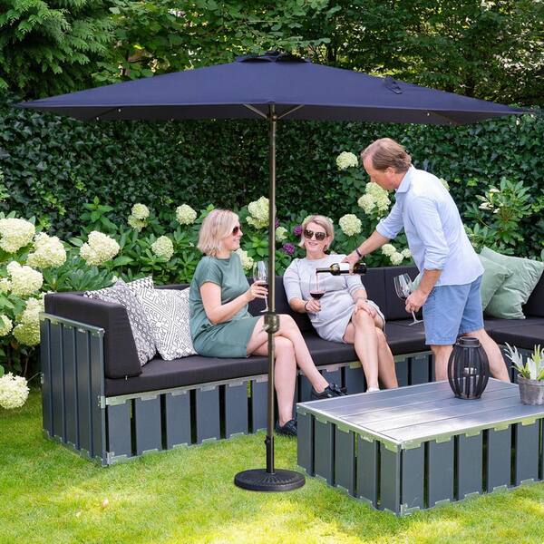 7 1 2 ft patio umbrellas Tidoin 7-1/2 ft. Steel Push Button Market Tilt Patio Umbrella in Navy Blue