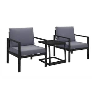 Sam Aluminum cushion three piece Chat set, Grey cushions.