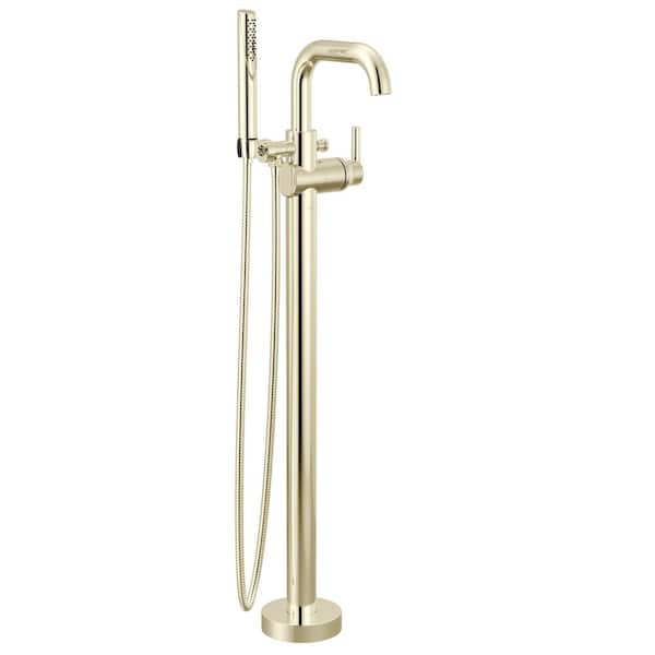 Trinsic 1-Handle Floor Mount Tub Faucet Trim Kit in Polished Nickel with Hand Shower (Valve Not Included)