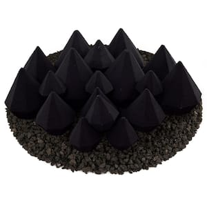Black Ceramic Fire Diamonds Mixed Other Fire Pit and Fireplace Outdoor Heating Accessory (18-Pack)