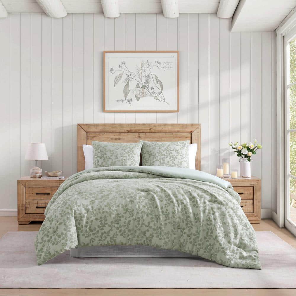 Sage Green Full Microfiber Reversible Jacquard Comforter Set