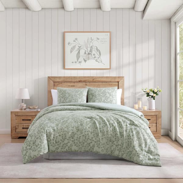 Stone Cottage Middlebrook Vine 3-Piece Chenille Jacquard Sage Green Polyester King Comforter Set