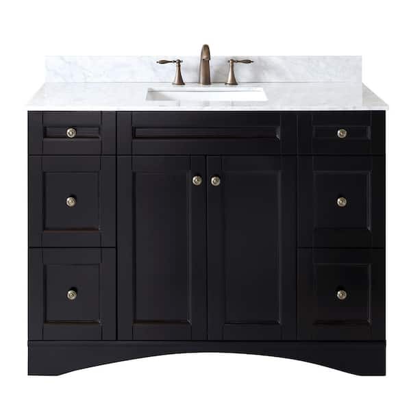 Virtu USA Elise 49 in. W Bath Vanity in Espresso with Marble Vanity Top in White with Square Basin