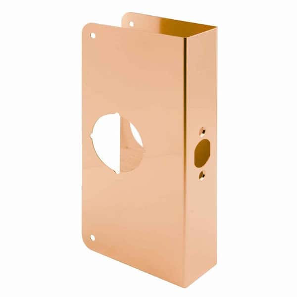 Prime-Line 1-3/4 in. x 9 in. Thick Solid Brass Lock and Door Reinforcer, 2-1/8 in. Single Bore, 2-3/8 in. Backset