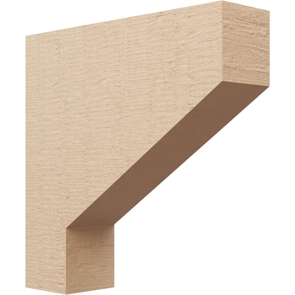 Ekena Millwork Thin Series 1 6 in. x 24 in. x 24 in. Clemmons Rough Cedar Woodgrain Timberthane Polyurethane Corbel in Primed Tan