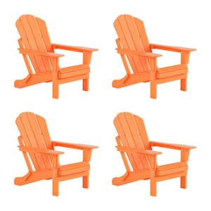 DECO Orange Folding Poly Outdoor Adirondack Chair (Set of 4)