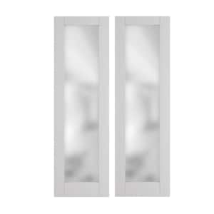 48in. x 80in.(Double 24"W Doors) MDF, Primed, White, 1 Lite, Frosted Glass, Pantry Door Single Interior Door Slab