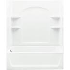 Ensemble 32 in. x 60 in. x 77-1/4 in. Bath and Shower Kit Left Drain in White with Above-Floor Drain and Backer Boards