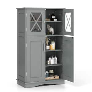 23.5 in.W x 12 in.D x 42.5 in.H Grey MDF Freestanding Linen Cabinet