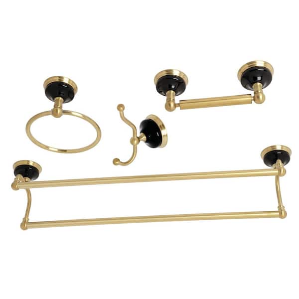 Water Onyx 4-Piece Bath Hardware Set in Brushed Brass