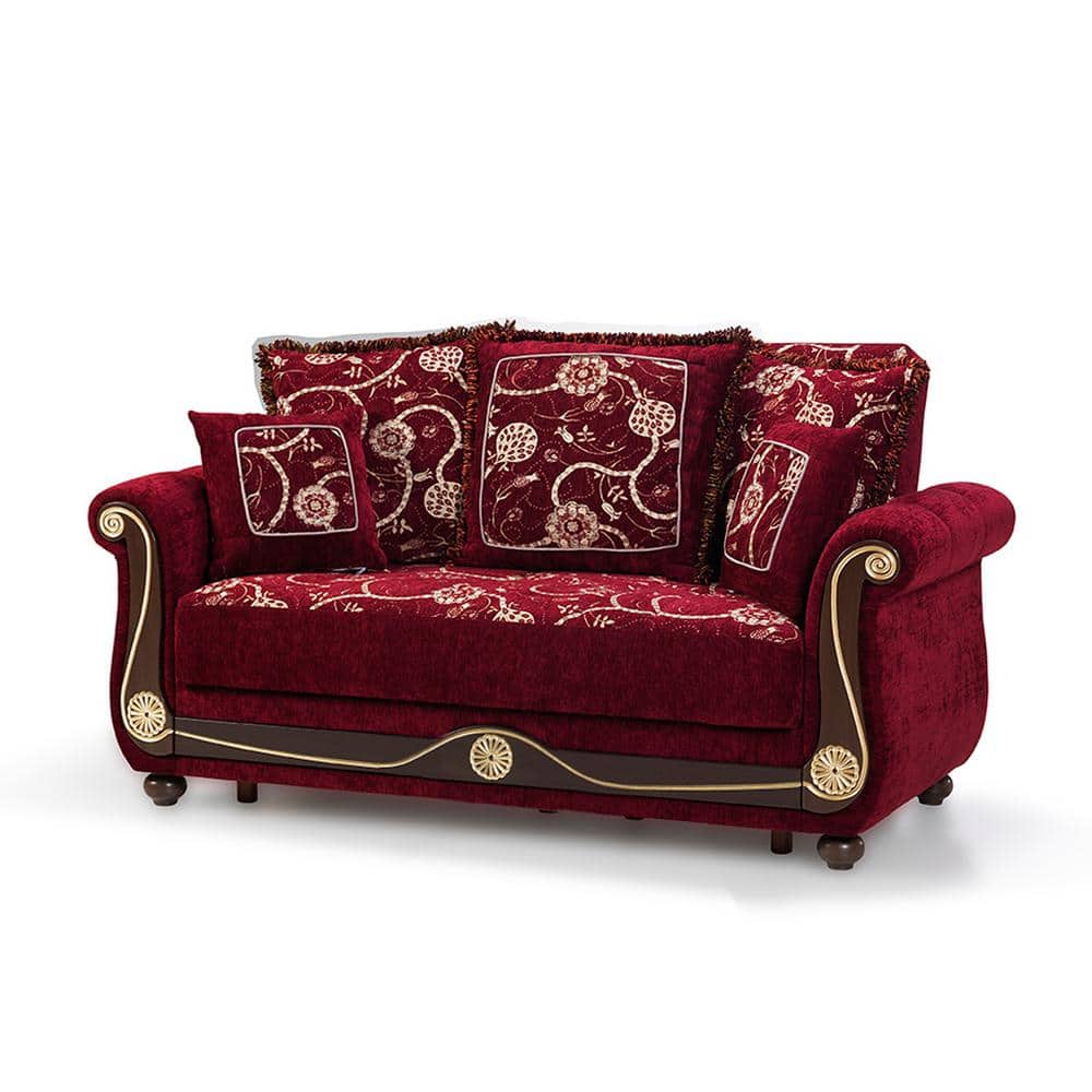 Ottomanson Washington Collection Convertible 71 in. Burgundy