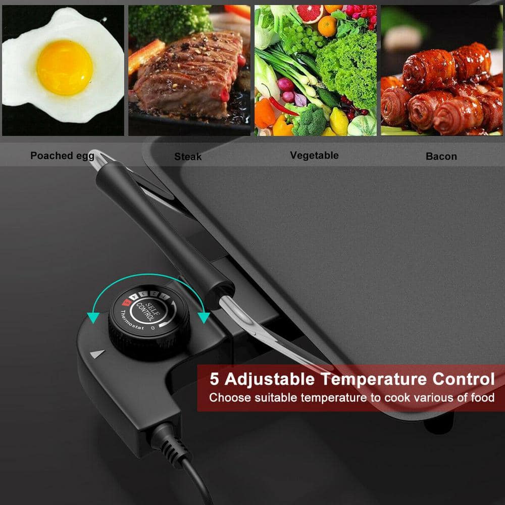 Black Non-Stick Electric Teppanyaki Table Top Grill with Accessories
