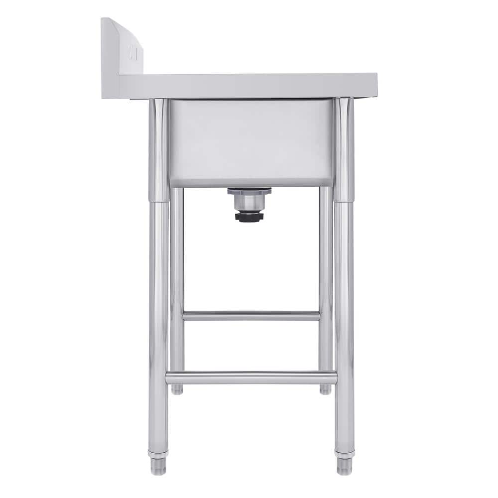 39.4" Stainless Steel Freestanding Double Basin Utility Sink