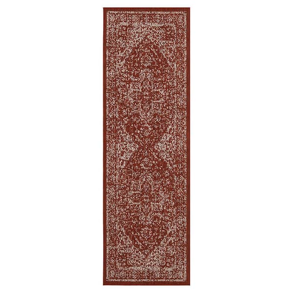 Zaria Red 2 ft. x 8 ft. Indoor/Outdoor Area Rug