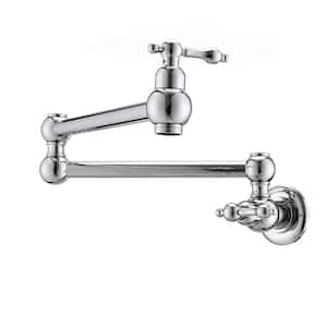 ABA 2-Handle Mount Location Pot Filler Faucet with Level Handle in Chrome