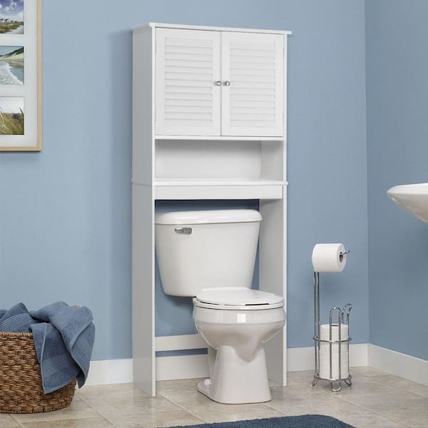26 in. W Bathroom Space Saver Over the Toilet Toppers Shelved Storage Wall Cabinet Organizer in White