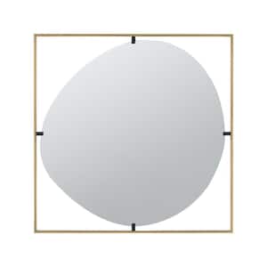 Decor Golden Black 31.9 in W x 31.9 in. H Square Iron Framed Mirror