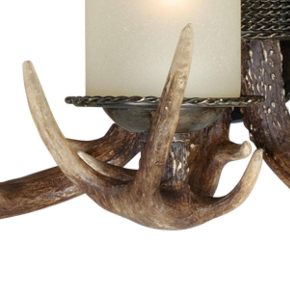 Rustic Brown Antler 3-Light Vanity with Creme Cognac Glass