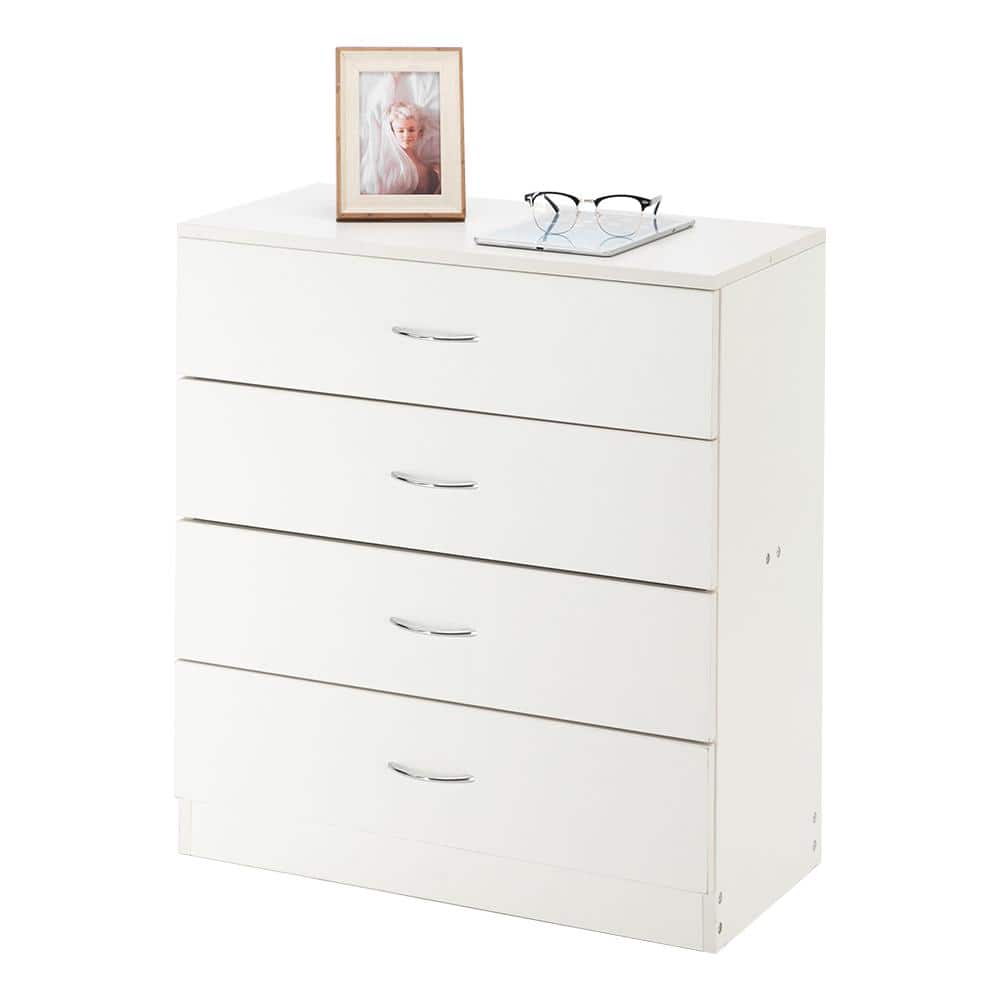 White MDF 4-Drawer Nursery Dresser with Extra Deep Drawer