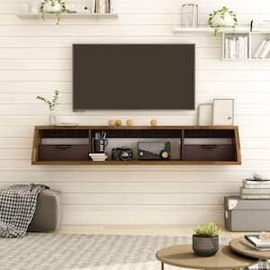 DuPour 63 in. Light Hickory Floating TV Stand Fits TV's up to 70 in.