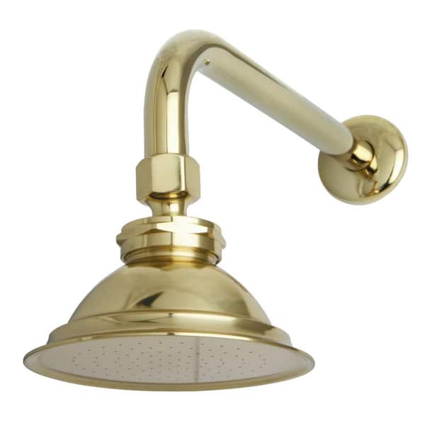 Kingston Brass 1-Spray 4.9 in. Single Wall Mount Fixed Rain Shower Head in Polished Brass