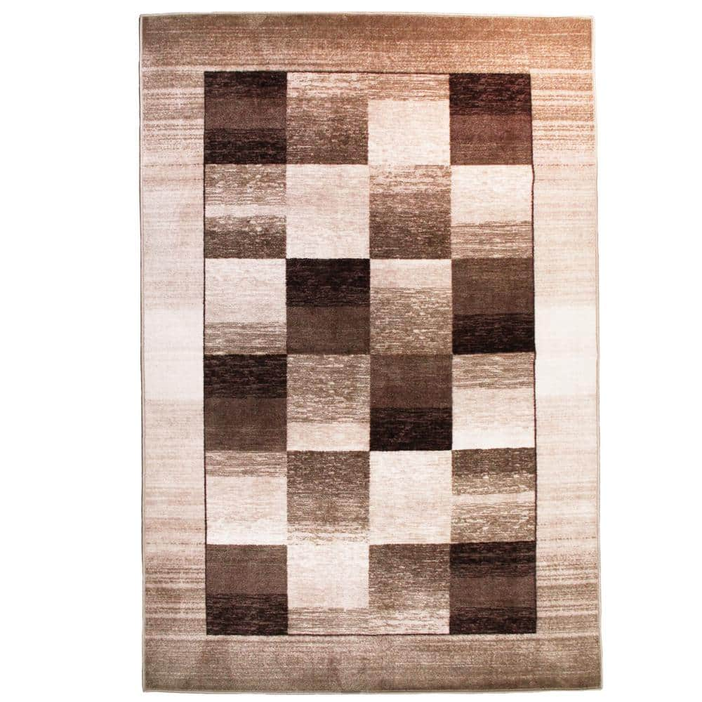 SUPERIOR Lockwood Chocolate 8 ft. x 10 ft. Rustic Geometric Non-Slip ...