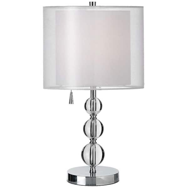 Filament Design Catherine 20 in. Incandescent Polished Chrome Table Lamp with White Linen Shades