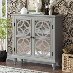 Boyel Living Gray Wood Buffet Sideboard Bar Storage Cabinet Buffet with ...