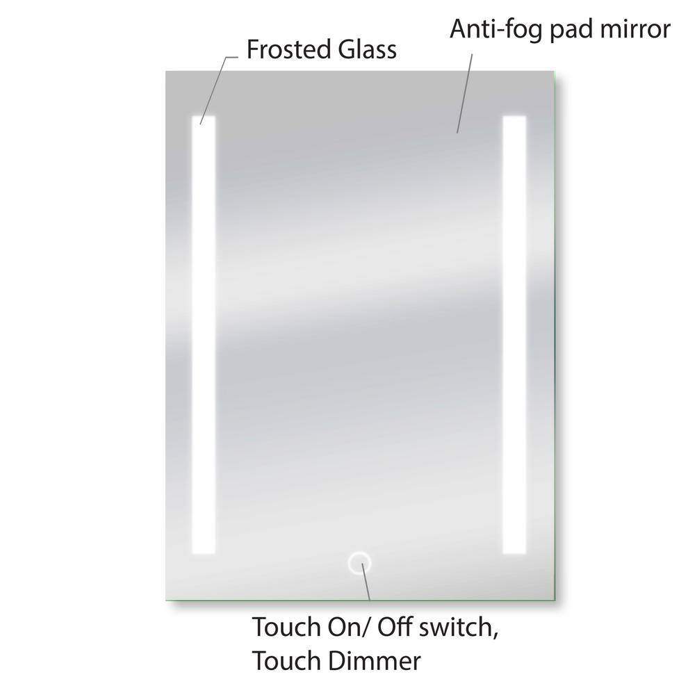 Catella 24 in. W x 34 in. H Frameless Rectangular LED Light Bathroom Vanity