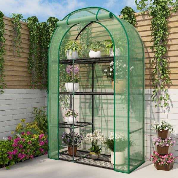 LATTOY Walk-in Greenhouse 40 in. W x 18 in. D x 63 in. H Portable Plant Greenhouse, White