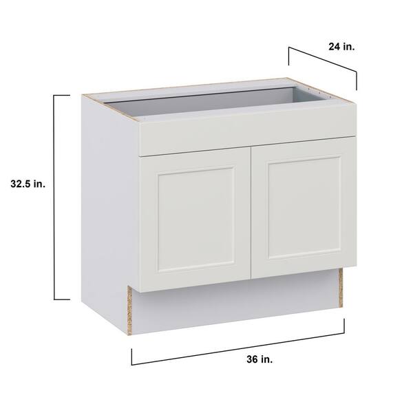 J COLLECTION Alton Painted White Recessed Assembled 36 in. W x 32.5 in. H x 23.75 in. D Accessible ADA 1 Drawer Base Kitchen Cabinet