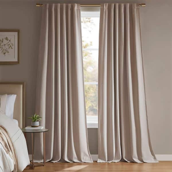 Karien Linen Polyester 52 in. W x 95 in. L Room Darkening Curtain Panel Set of 2