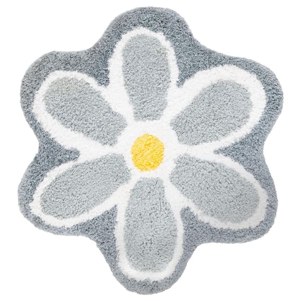 Novelty 3 ft. x 3 ft. Ivory/Gray Floral Specialty Area Rug