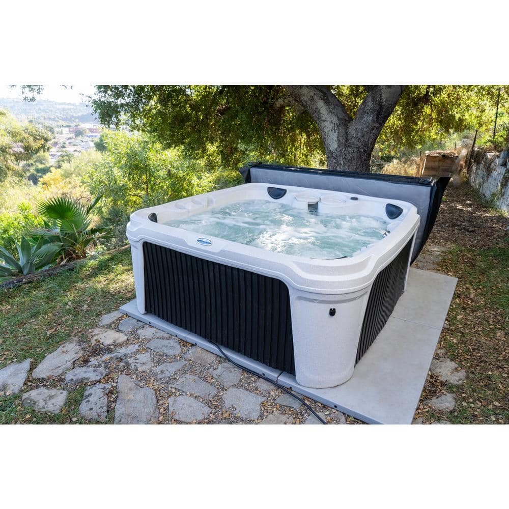 Whitestone and Black Onyx 6-Person Square Hot Tub with Jets