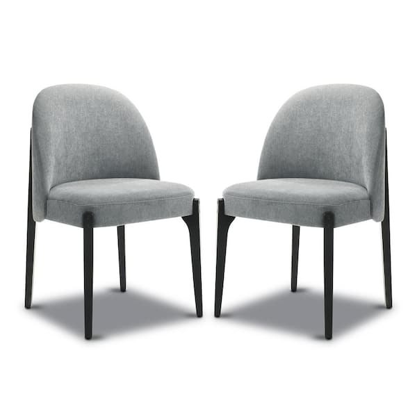 Poly and Bark Pietta Stone Grey Fabric Dining Chair Set of 2