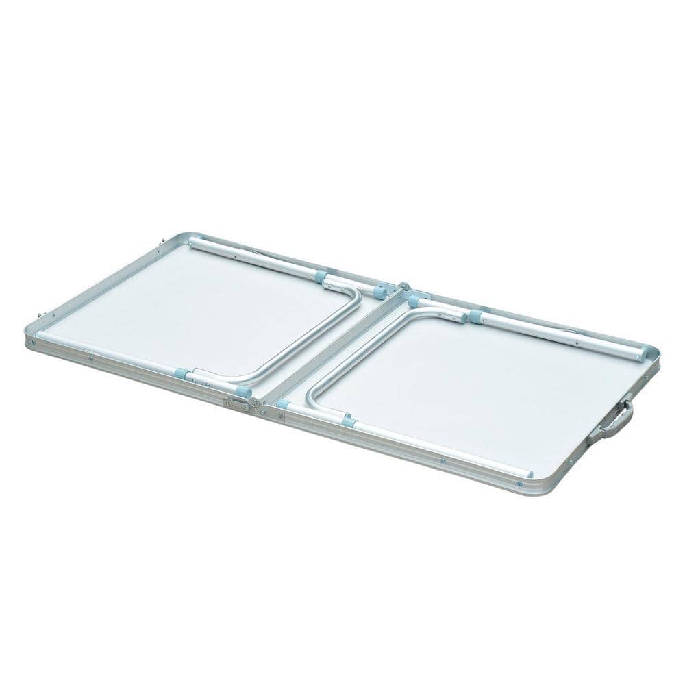 Outsunny Silver Aluminum Folding Camping Table with Carry Handle