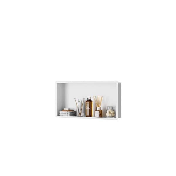 Simple Project 12 in. W x 24 in. D x 4 in. H Stainless Steel #304 Shower Niche Recessed Single Shelf Organizer, in White