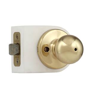 Polo Polished Brass Privacy Bed/Bath Door Knob with Lock