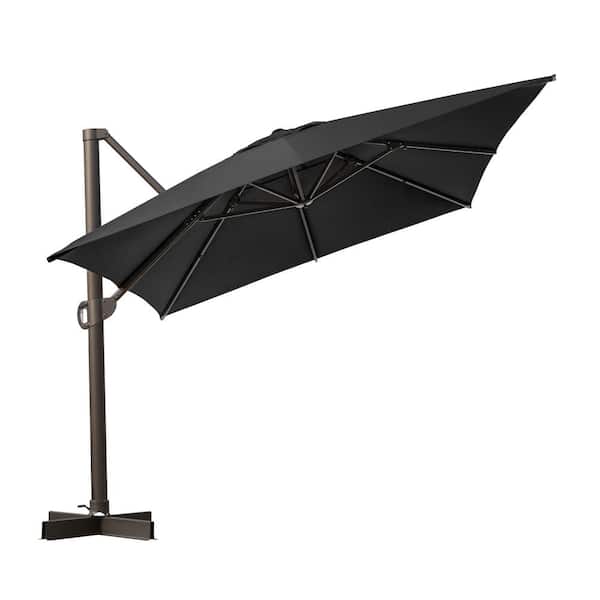 Crestlive Products 12.5 ft. x 10 ft. Rectangular Polyester 360° Rotation Cantilever Patio Umbrella in Black