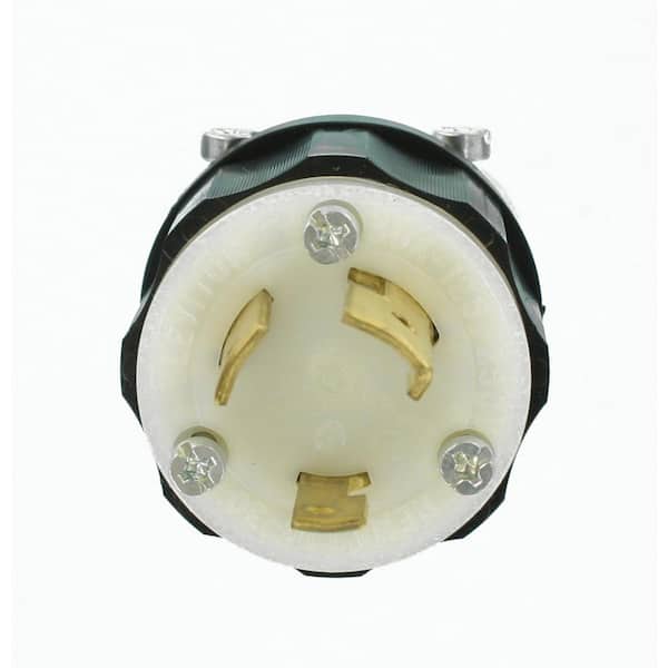 Leviton 30 Amp 125/250-Volt Locking Non-Grounding Plug, Black/White