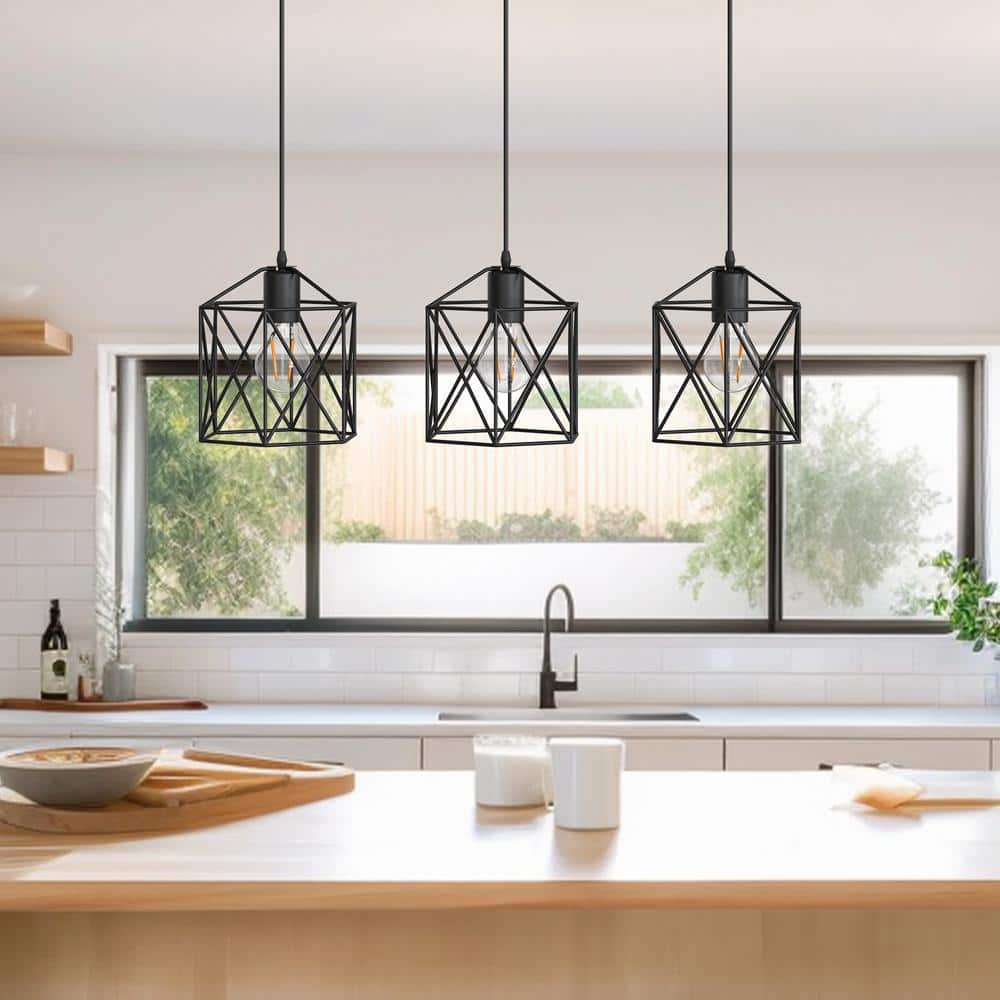 Webfkh Industrial Black Pendant Lights,3-Light Odern Farhouse Chandelier With Adjustable - View #2