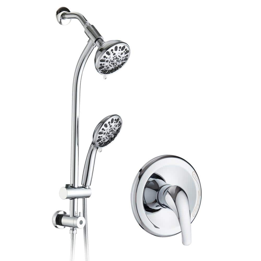 Single Handle 7-Spray Shower Faucet 2.5 GPM with Drip Free Shower System with Handheld Shower in. Ploshed Chrome