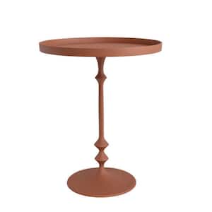 Metal Round Table with Sculptural Silhouette, Orange