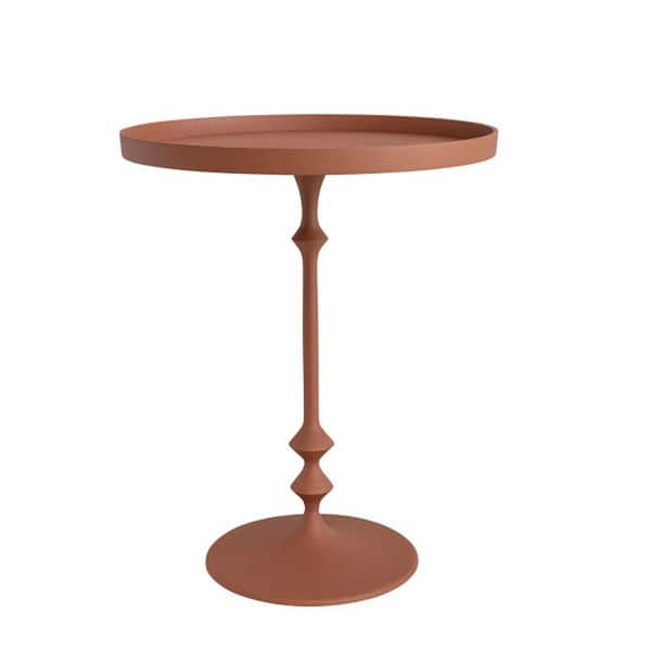 Storied Home Metal Round Table with Sculptural Silhouette, Orange