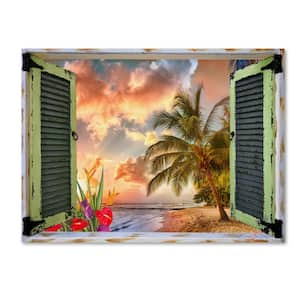 14 in. x 19 in. "Tropical Window to Paradise IV" by Leo Kelly Printed Canvas Wall Art