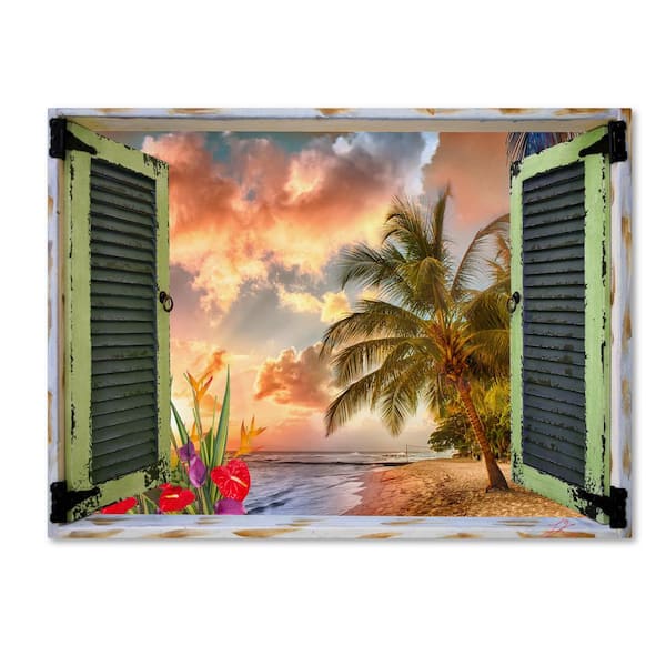 Trademark Fine Art 14 in. x 19 in. "Tropical Window to Paradise IV" by Leo Kelly Printed Canvas Wall Art