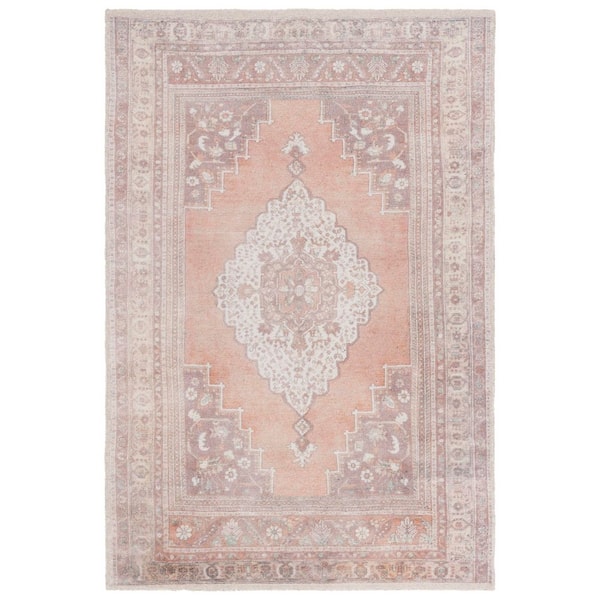 SAFAVIEH Classic Vintage 5 ft. x 8 ft. Ivory/Light Rust Faded Medallion Border Area Rug