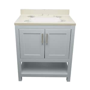 Taos 31 in. W x 22 in. D x 36 in. H Bath Vanity in Gray with Carrara Cultured Marble Top