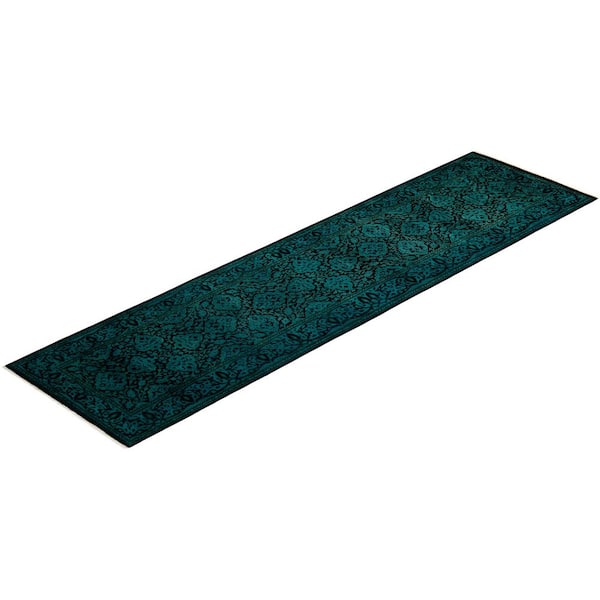 Overdyed Blue 2 ft. 9 in. x 10 ft. 2 in. Wool Indoor Area Rug